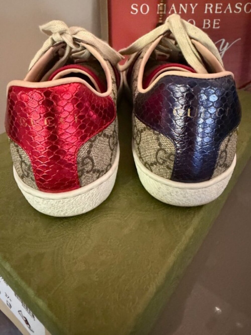 Gucci Beige Monogram Sneakers - Picture 3 of 10